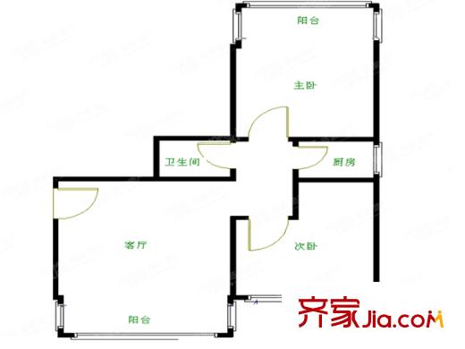 南太平庄北巷 2室 户型图
