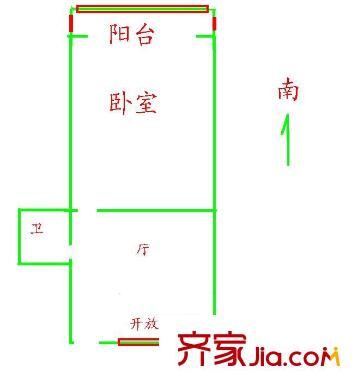 双井北里户型图户型图 1室1厅1卫1厨