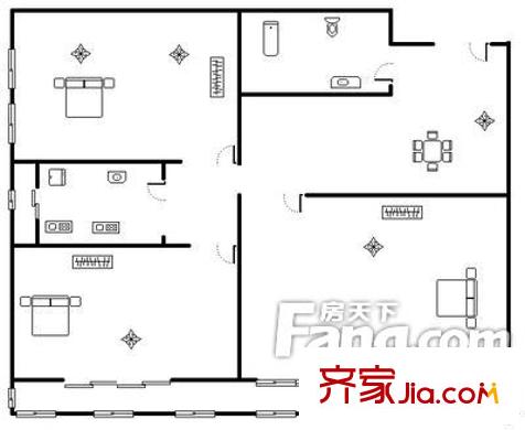 双井北里户型图户型图 3室1厅2卫1厨