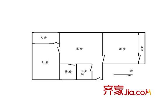 双井北里户型图户型图 2室1厅1卫1厨