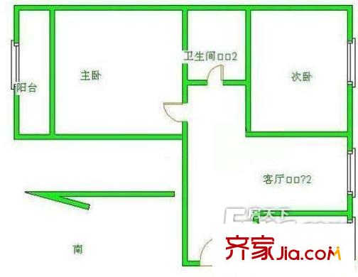 志强北园户型图户型图 2室1厅1卫1厨