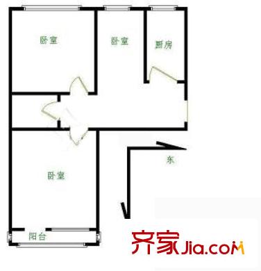 志强北园户型图户型图 3室1厅1卫1厨