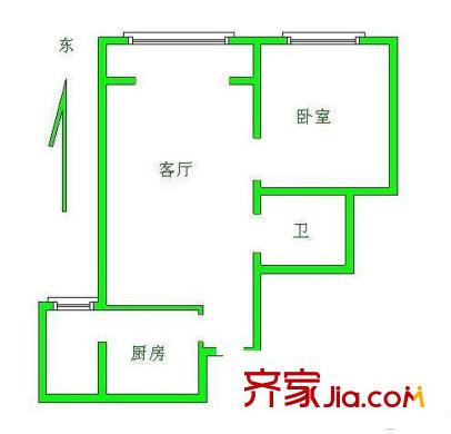 方华苑 1室 户型图