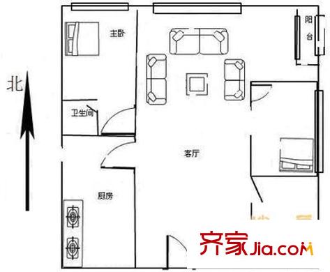 清境明湖户型图户型图 3室1厅1卫1厨