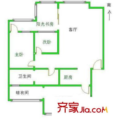 领秀硅谷户型图户型图 2室3厅1卫1厨