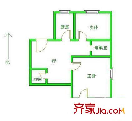 十里堡东里户型图户型图 2室1厅1卫1厨
