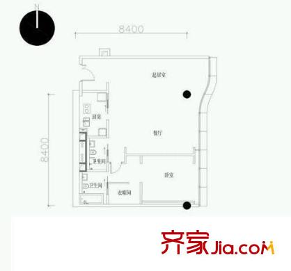 昆仑公寓 1室 户型图