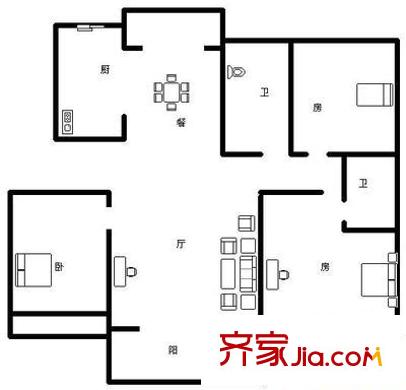 盛世嘉园 3室 户型图