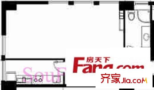 恋日国际户型图B户型 1室1厅1卫1厨