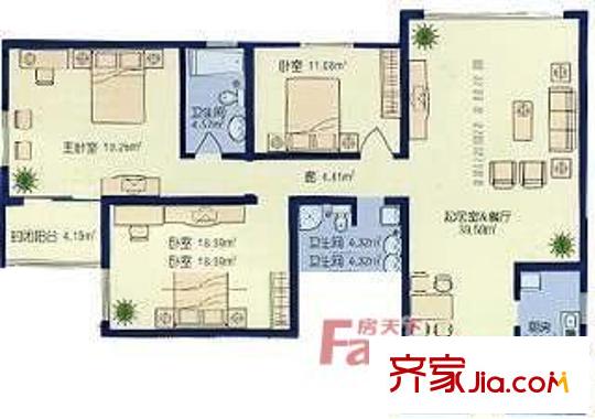 盛世嘉园户型图户型图 3室2厅2卫1厨