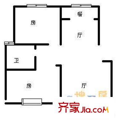 恋日国际户型图户型图 2室2厅1卫1厨