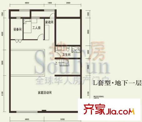 燕西台户型图L地下层户型图 4室1厅1卫