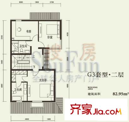 燕西台户型图G3二层户型图 3室2卫