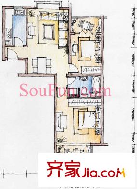 博雅德园户型图户型图 2室2厅1卫1厨