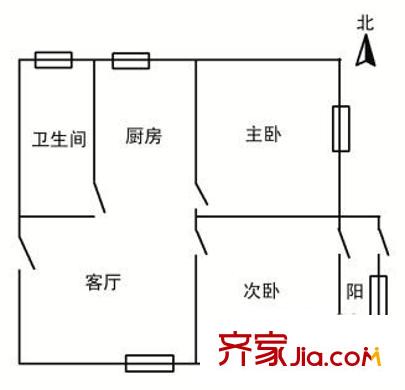 马道口户型图户型图 2室1厅1卫1厨