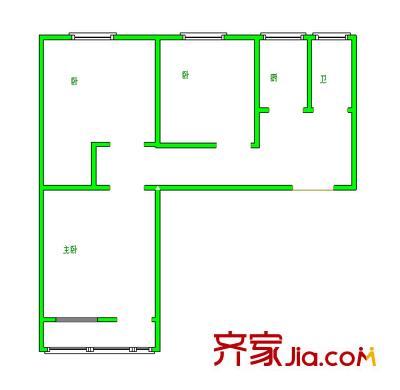 西翠路12号院户型图户型图 3室1厅1卫1厨