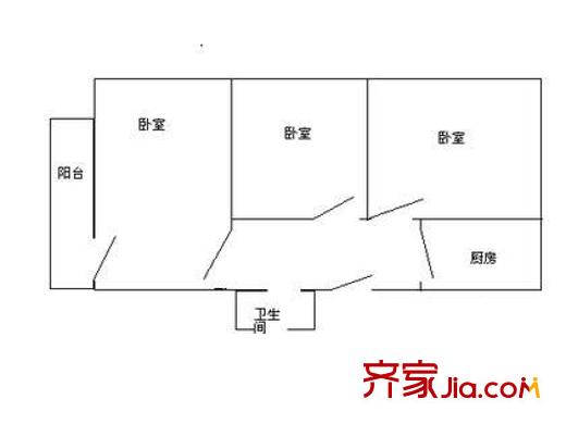 西翠路12号院户型图户型图 3室1厅1卫1厨