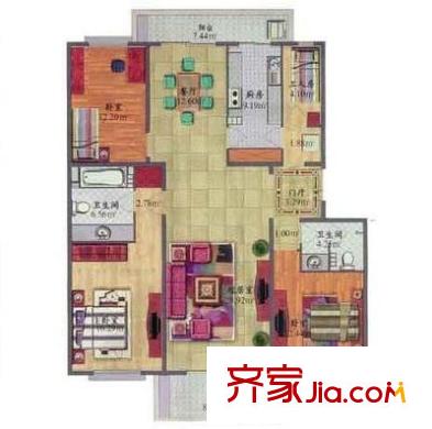 吉庆里户型图户型图 2室2厅2卫1厨