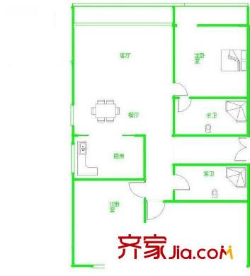 山水文园二期户型图户型图 3室1厅2卫1厨