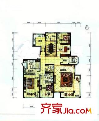 嘉和丽园户型图户型图 4室2厅3卫1厨