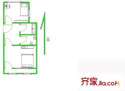 西八里庄61号院户型图户型图 2室1厅1卫1厨