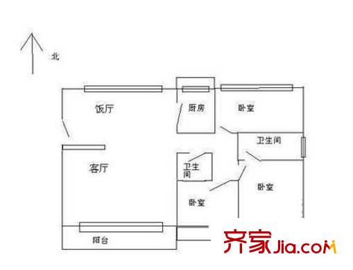 观音惠园户型图户型图 3室2厅2卫1厨