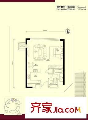 新城国际公寓四期 1室 户型图