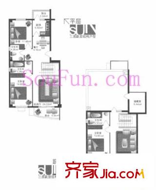 柳岸景园户型图户型图 3室3厅2卫1厨
