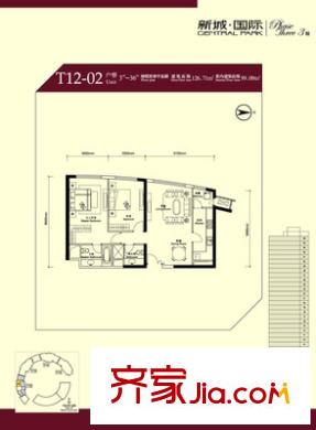 新城国际公寓四期 2室 户型图