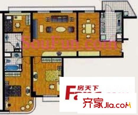 世方豪庭户型图户型图 3室2厅2卫1厨