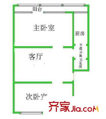 增光路43号院户型图户型图 2室1厅1卫