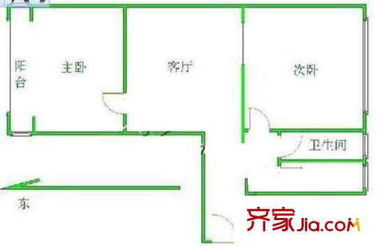 康家园户型图户型图 2室1厅1卫1厨