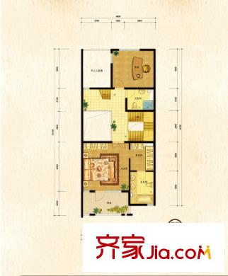领秀新硅谷别墅户型图联排南入口户型二层户型图 2室2卫