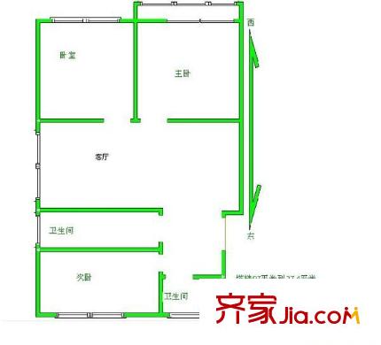 清河毛纺厂北小区 3室 户型图