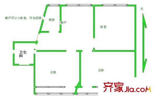 清河毛纺厂北小区 3室 户型图