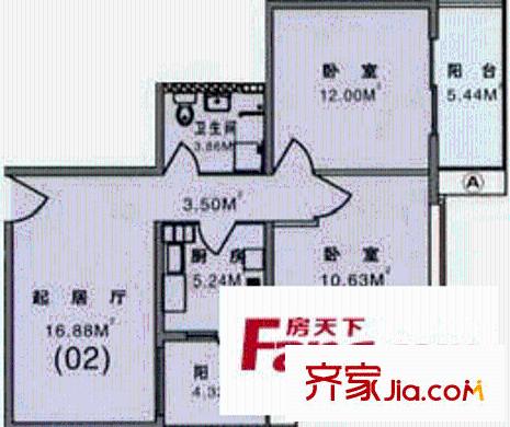 丽景馨居户型图户型图 2室1厅1卫1厨