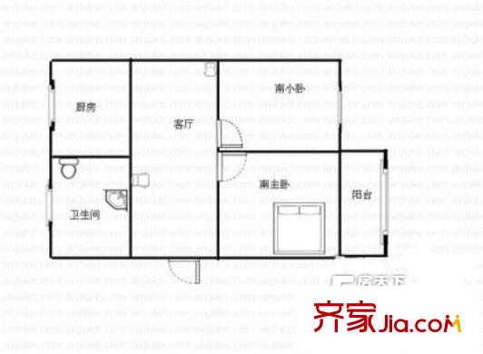 乔庄东区户型图户型图 2室1厅1卫1厨