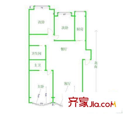 乔庄东区户型图户型图 3室2厅2卫1厨