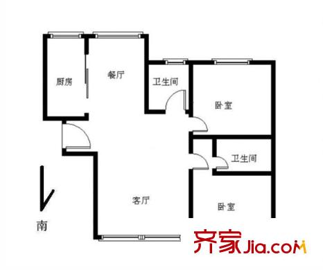 燕莎后 2室 户型图