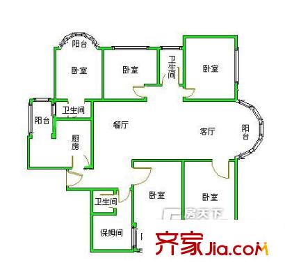 城市广场户型图户型图 5室2厅3卫1厨