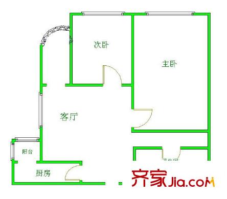 城市广场户型图户型图 2室1厅1卫1厨