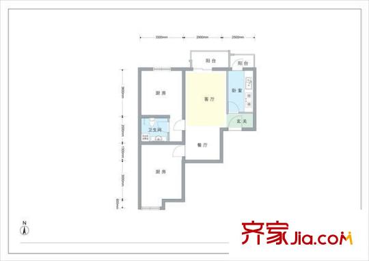 龙博苑一区户型图户型图 2室2厅1卫1厨