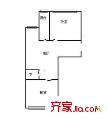 蒲安北里户型图户型图 2室1厅1卫1厨