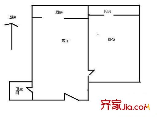 蒲安北里户型图户型图 1室1厅1卫1厨