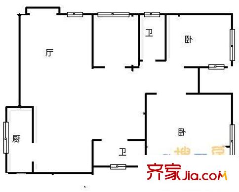 育慧西里户型图户型图 2室1厅2卫1厨