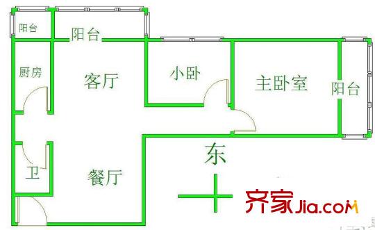 育慧西里户型图户型图 2室1厅1卫1厨