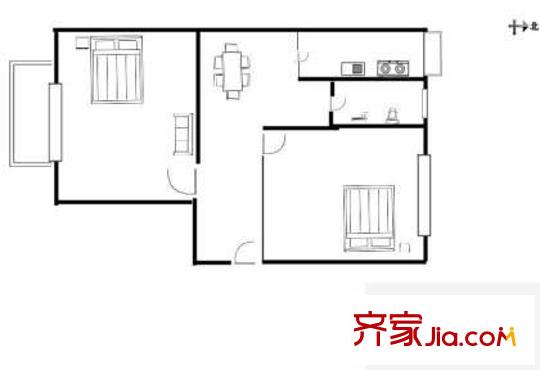 梨园东里户型图户型图 2室1厅1卫1厨