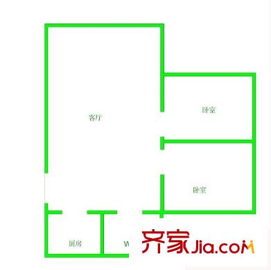 梨园东里户型图户型图 2室1厅1卫1厨