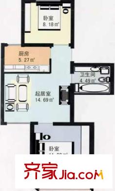 富卓苑户型图1室户型图 1室1厅1卫1厨