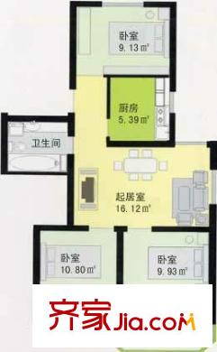 富卓苑户型图3室户型图 3室1厅1卫1厨